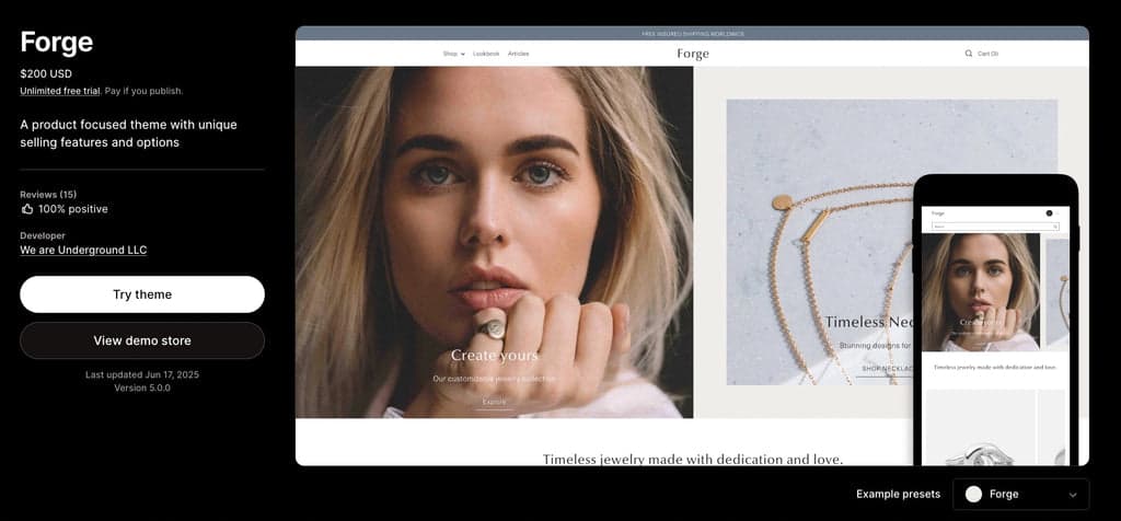 forge jewelry theme