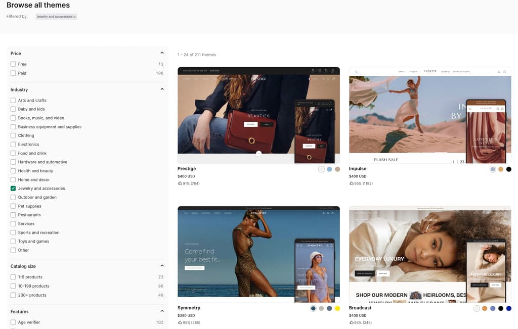 shopify themes for jewelry and accessories
