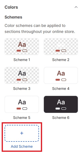 Add Scheme Button Shopify Theme Editor - Shine Theme