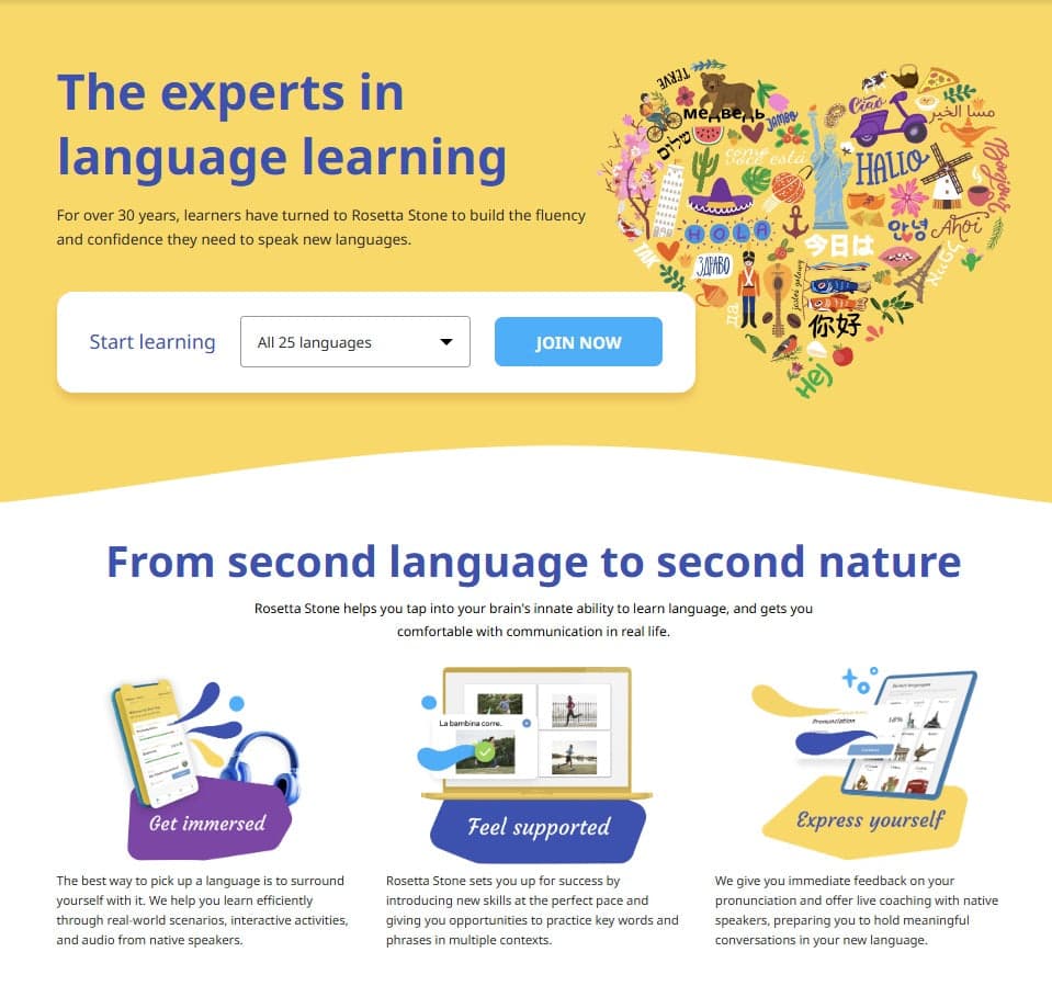 Rosetta Stone Landing Page Example
