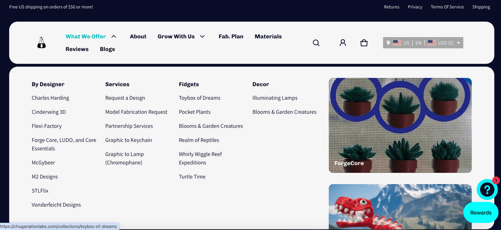 niche mega menu set up