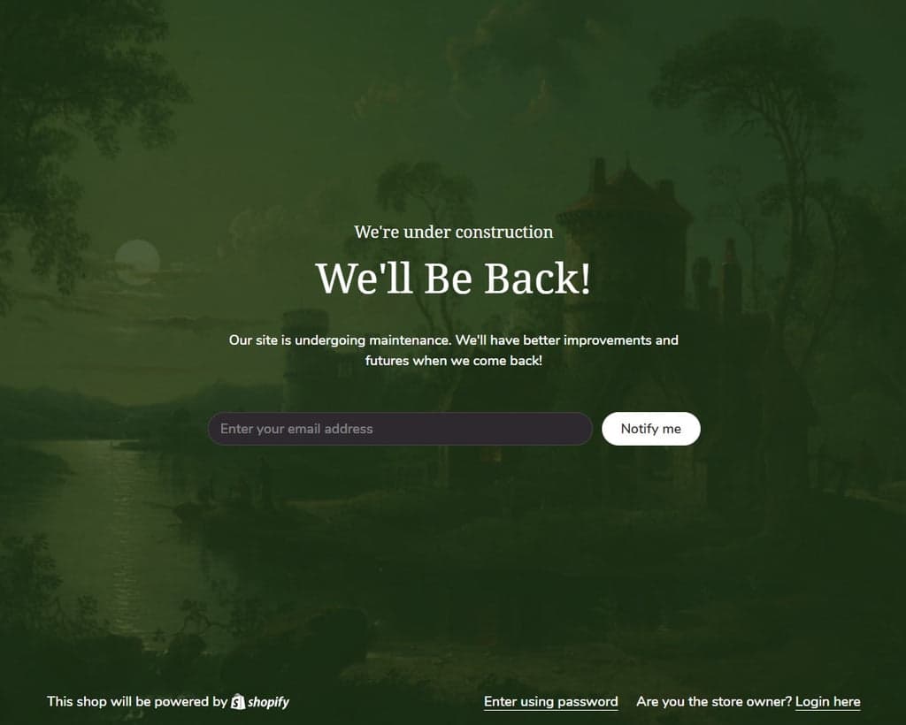 Well Be Back - Password Page Shine Theme
