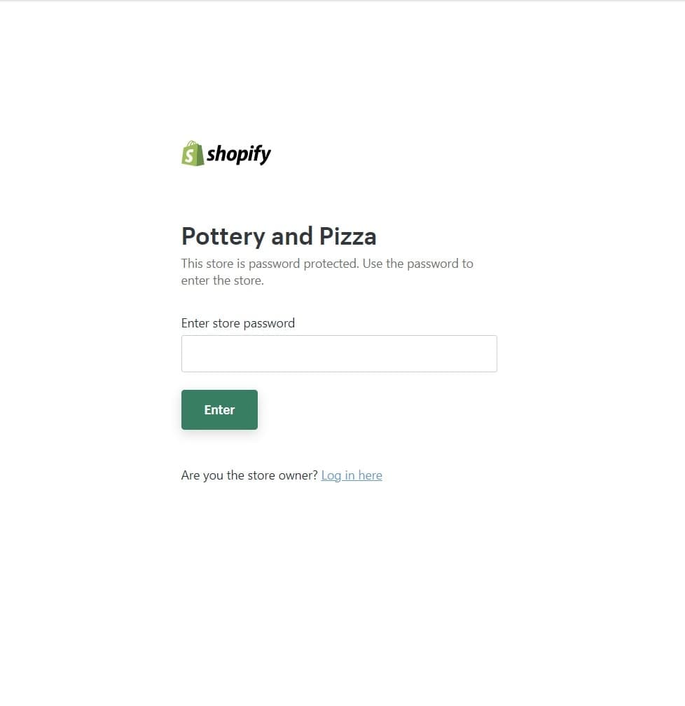 Shopify Trial Store Password Page