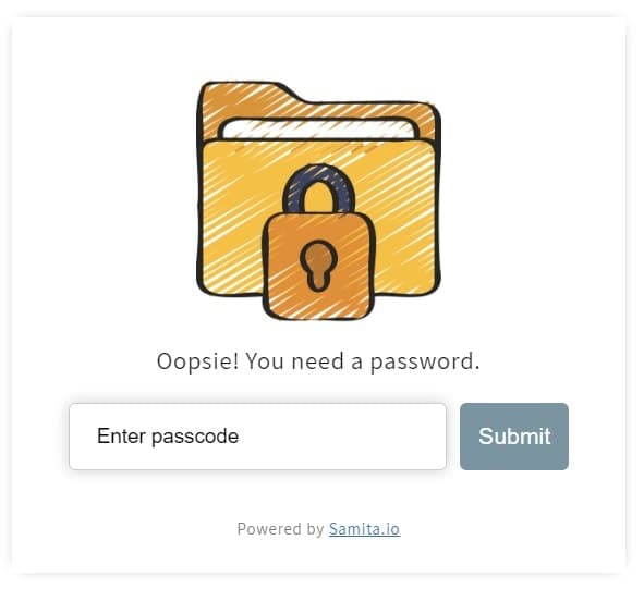 Sami Lock Password Page Preview