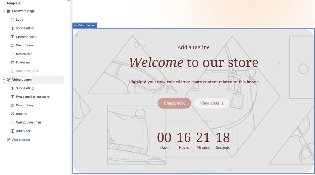 Shopify Theme Editor - Video Banner - Shine Theme