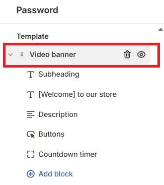 Shopify Theme Editor - Video Banner Section Tab