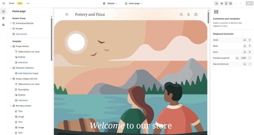 Shopify Theme Editor - Shine Theme