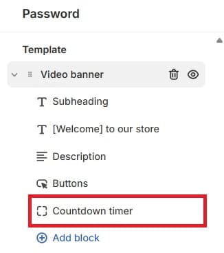 Shopify Theme Editor - Countdown Timer Block Tab