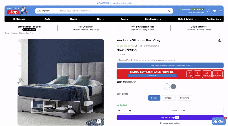 Mattress Stop Shopify Product Page Scroll Through