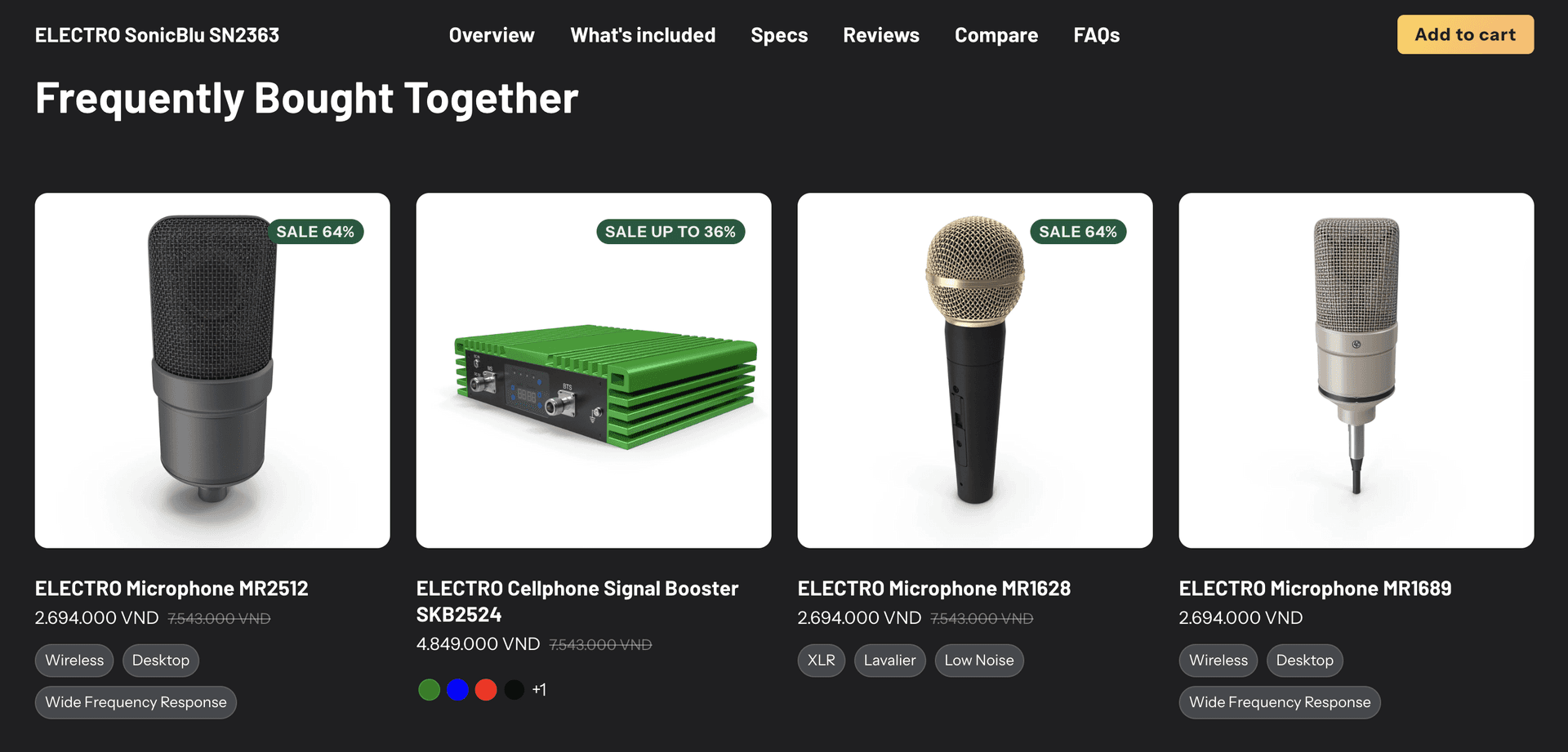 electronic frequently bought together example