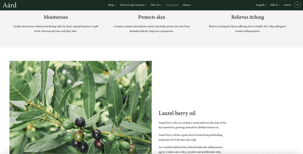 Aárd ingredient page