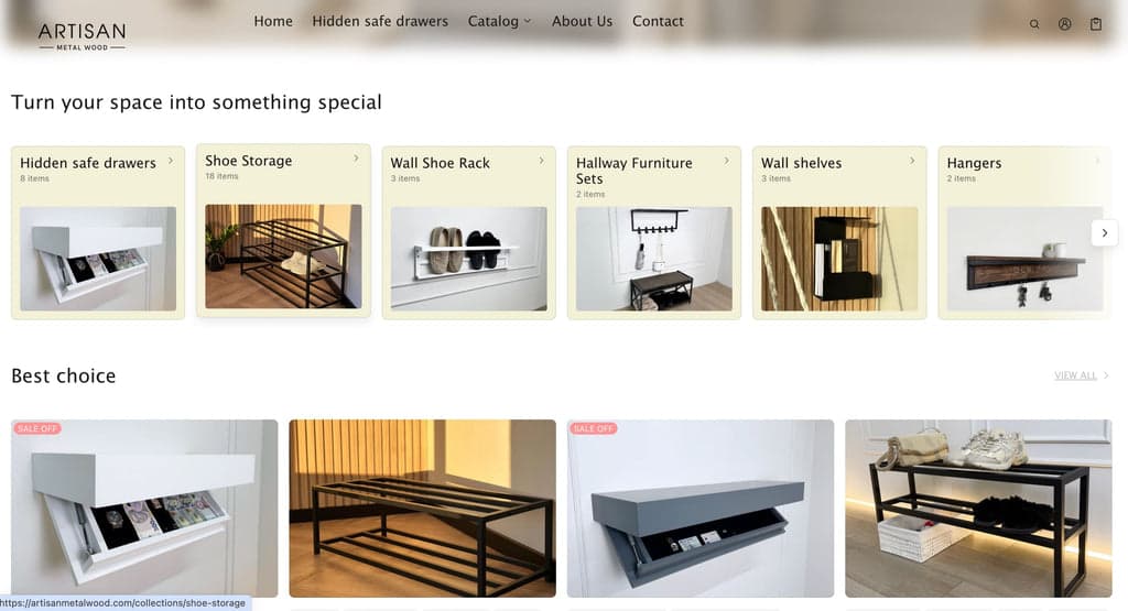 furniture shopify store example - Artisan Metal Wood