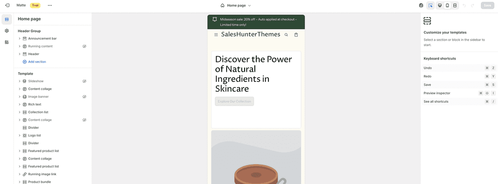 shopify theme editor for mobile