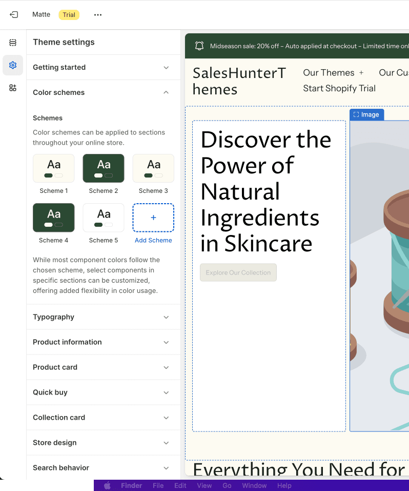 theme settings in shopify theme editor