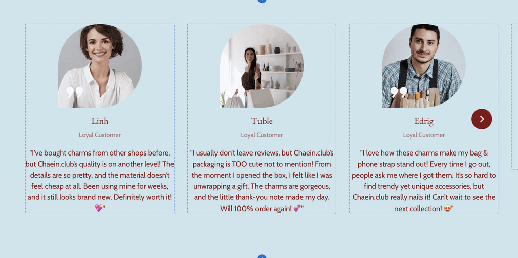 testimonial sections
