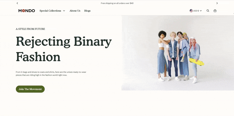 Blum Theme Mondo Demo Store Scroll Through
