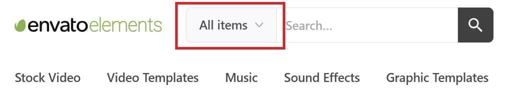 Envato Elements All Items Button