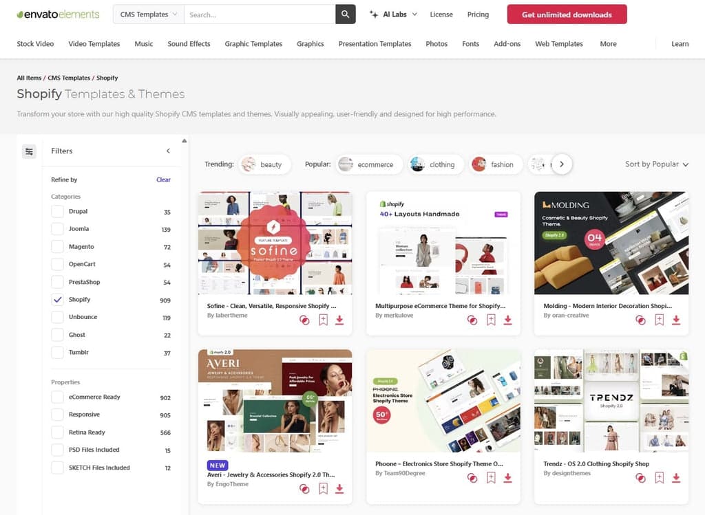 Envato Elements Shopify Themes