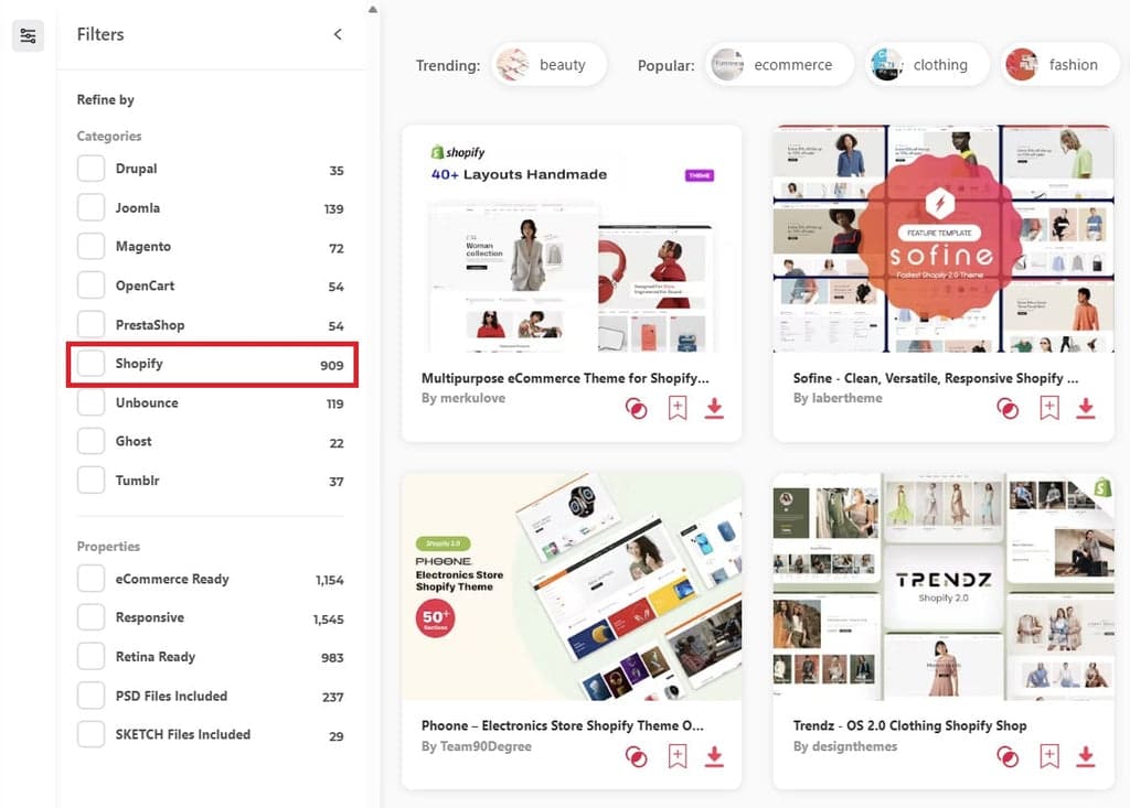 Envato Elements Shopify Filter