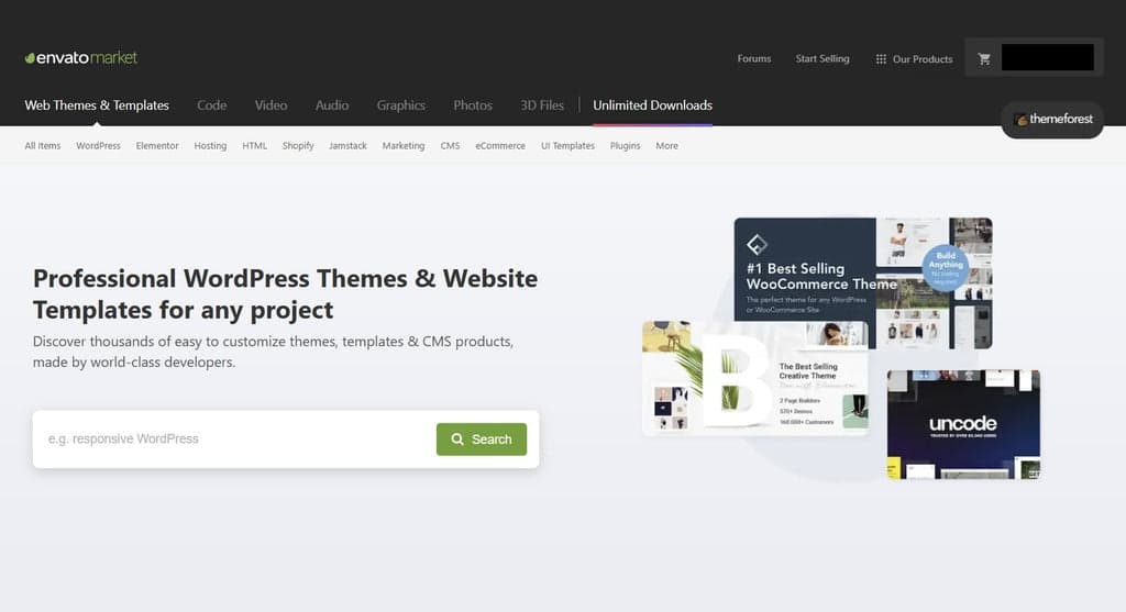 ThemeForest Home Page