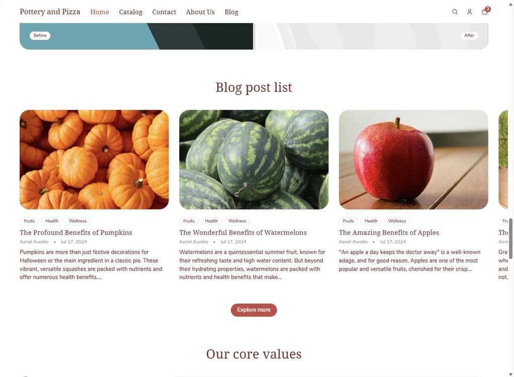Shine Theme - Blog Posts Section