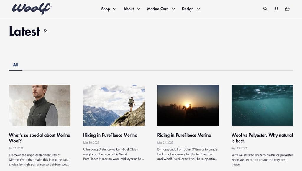 Woolf Store Blog Page Layout - Blum Theme