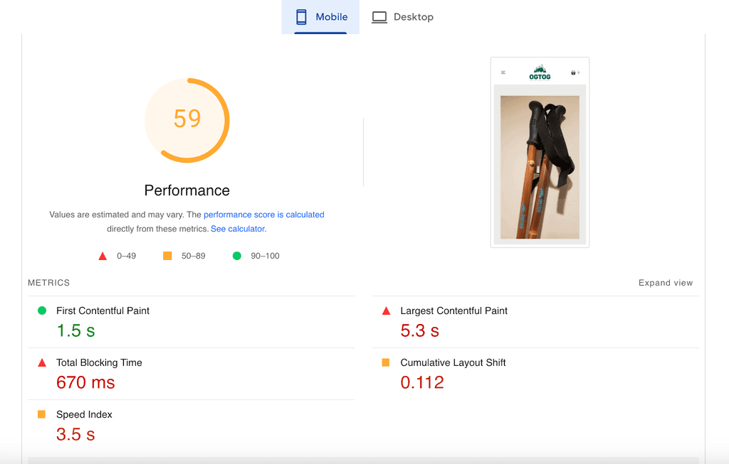 Startup theme pagespeed