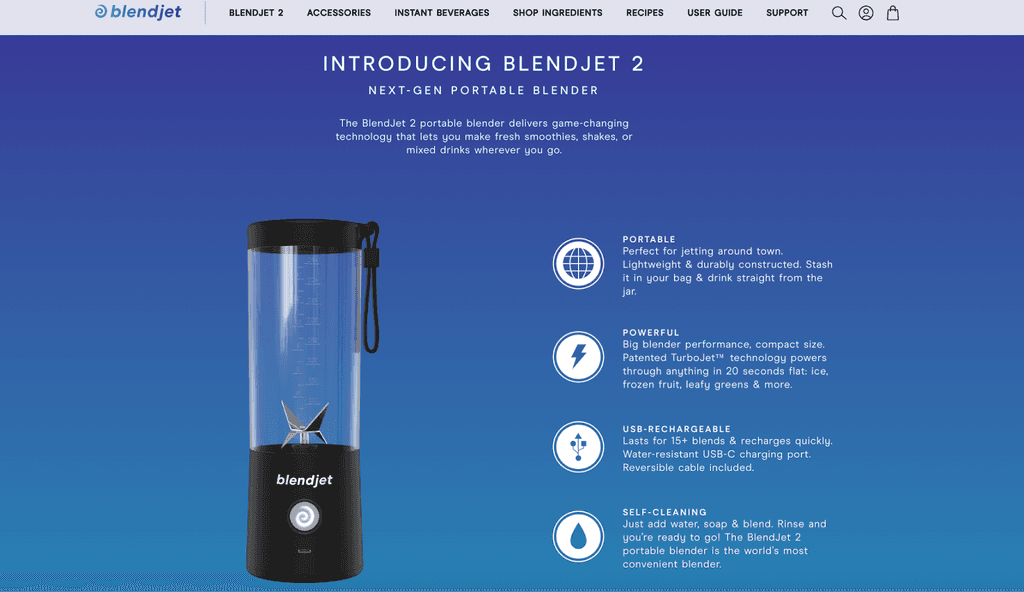 BlendJet single product shopify store