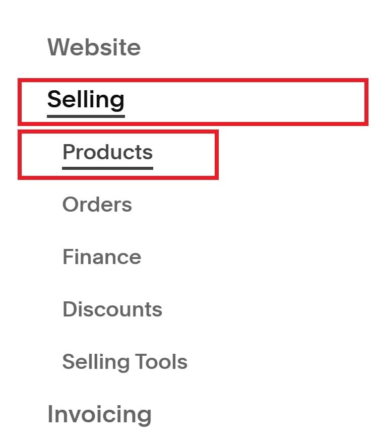 Squarespace Selling - Products navigation