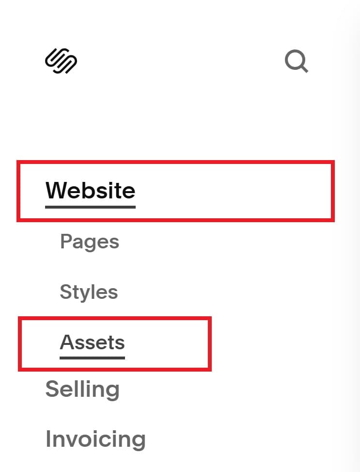 Squarespace Website - Assets Navigation