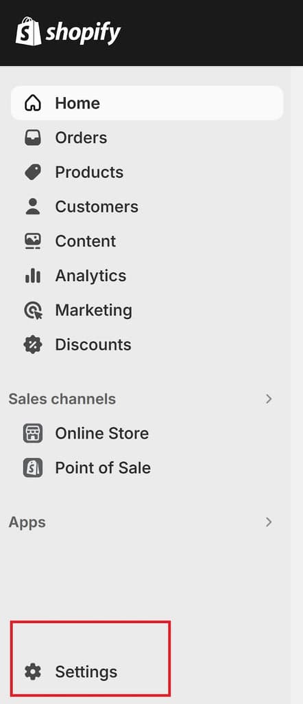 Shopify Settings Button