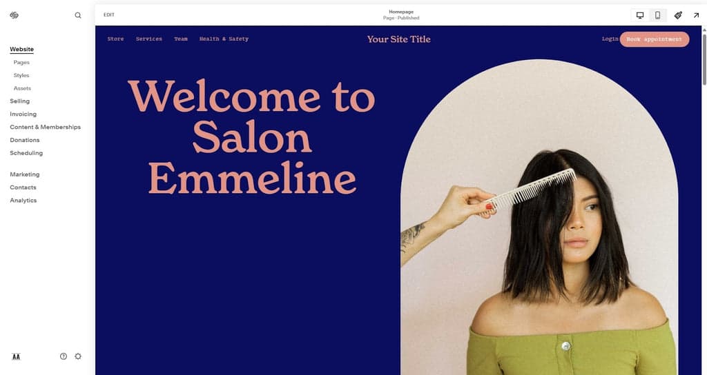 Squarespace Main Dashboard