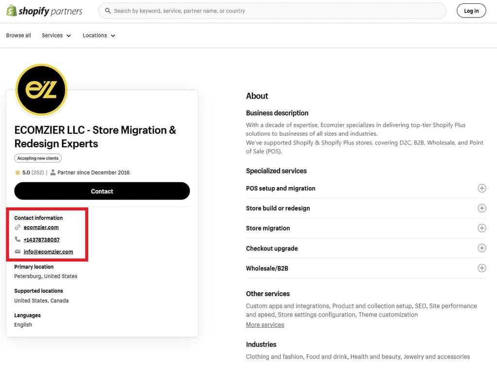 Store Migration Services Contact Information