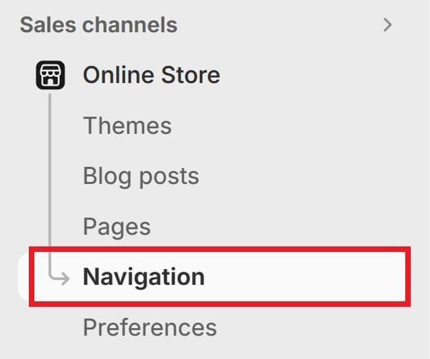Navigation Tab on Shopify