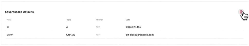 Squarespace Domain Management - Deleting Squarespace Default Values