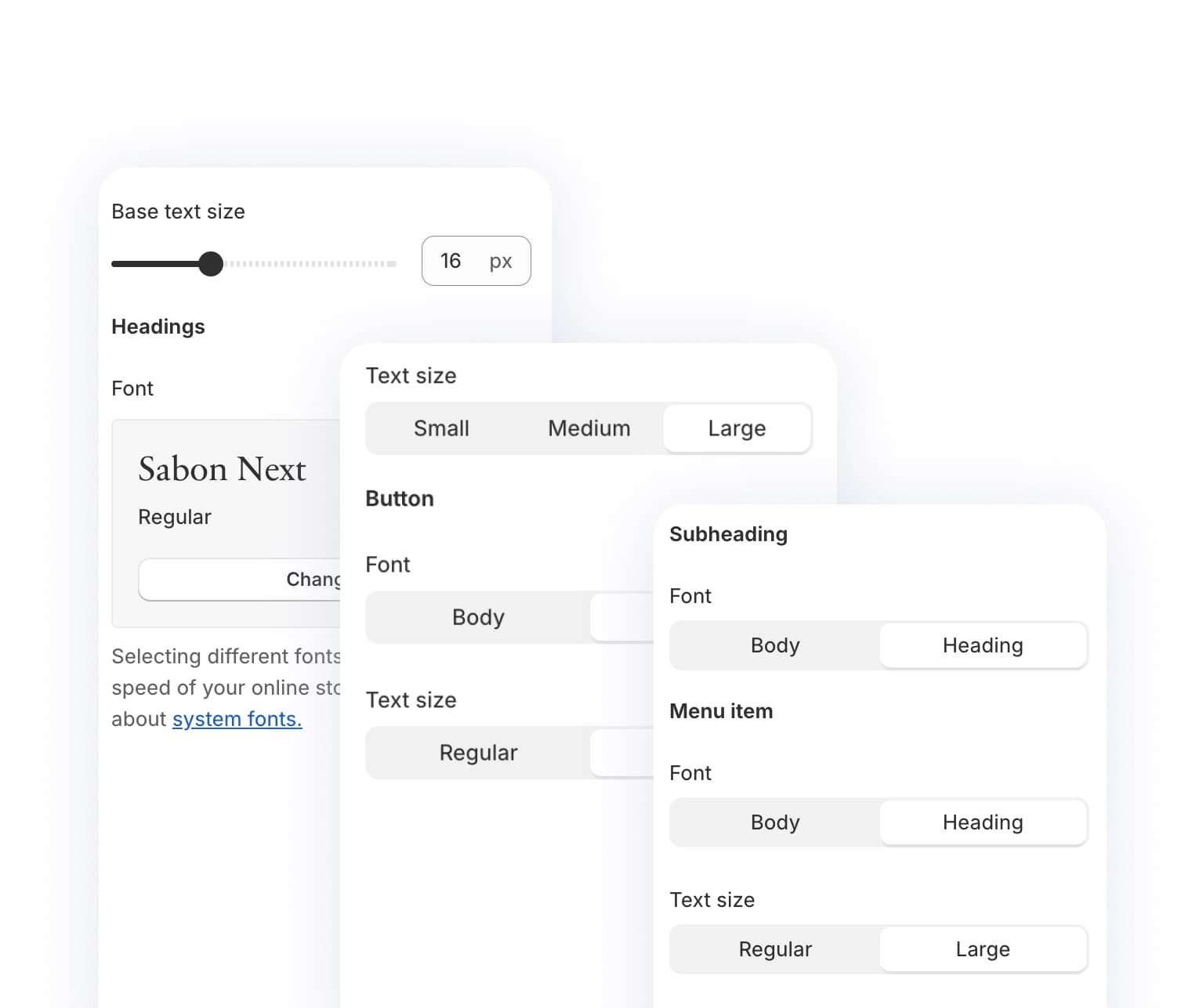 Varied Text Size Options