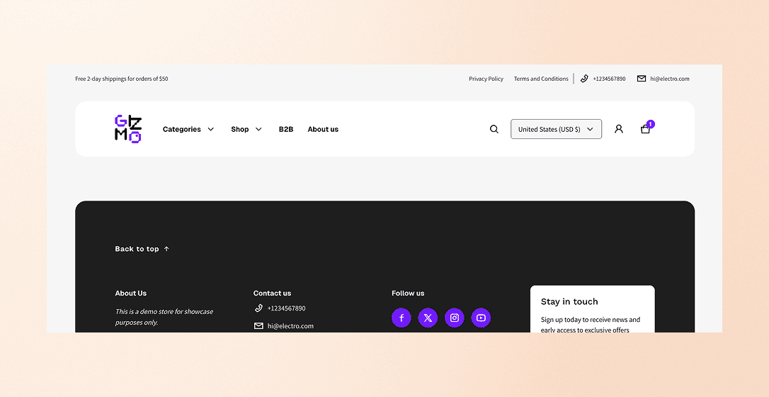 Store info bar