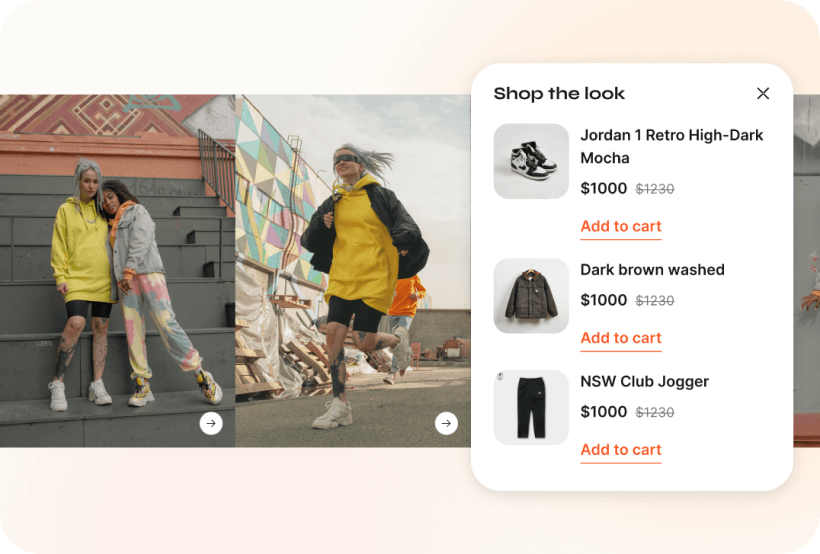 Media gallery with shoppable look