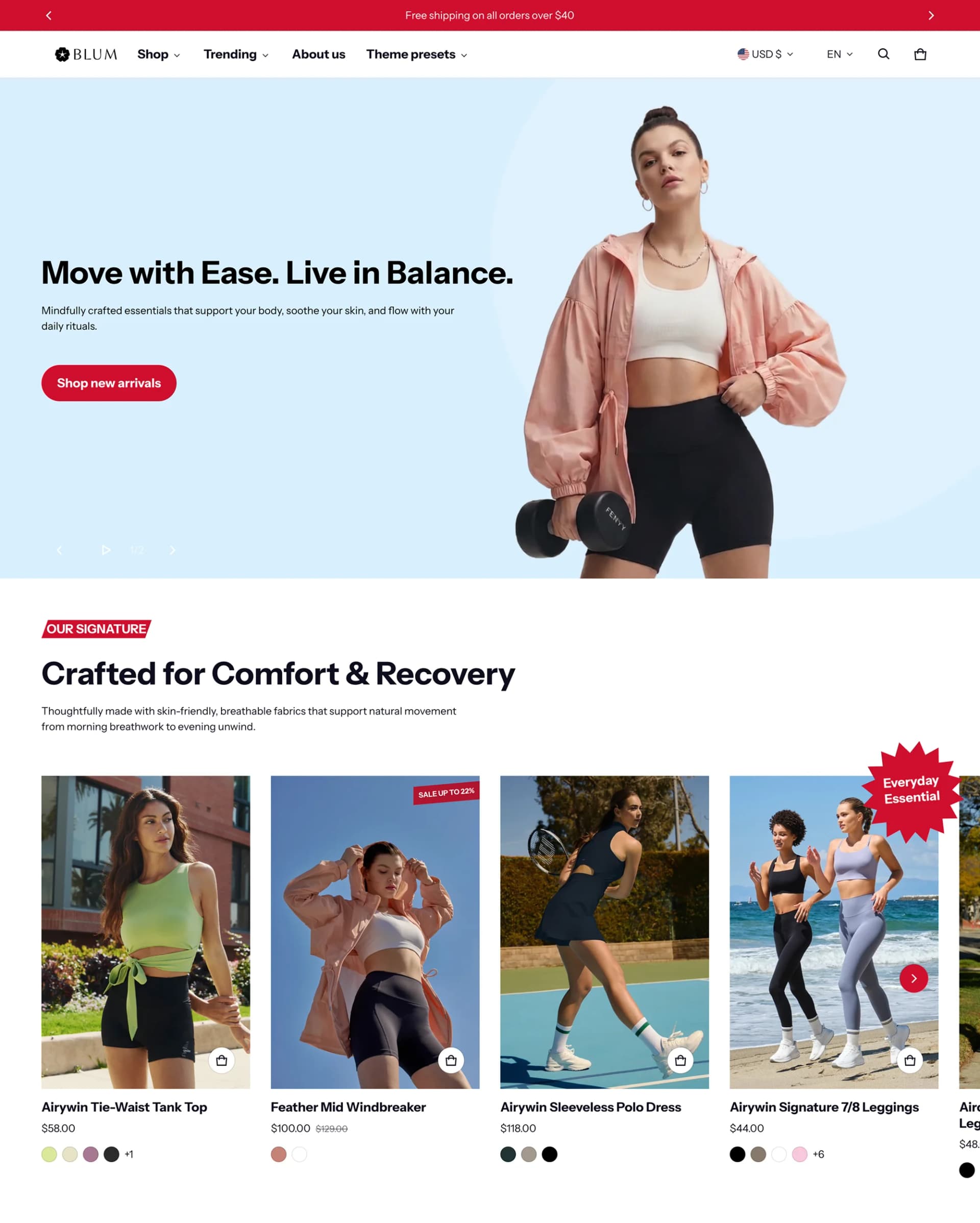 Blum theme, Solie preset storefront
